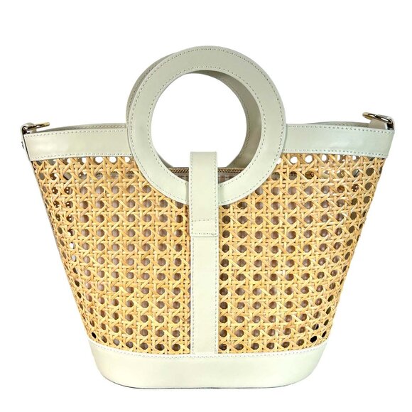 Rose White Italian Leather Handbag – Elegant Top Handle & Shoulder Bag for Women - Picture 3 of 11